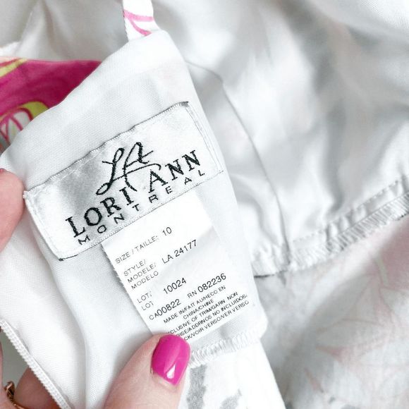 Lori Ann Montreal Summer Sun Dress Sleeveless Sexy V Neck Floral Pink Women's 10 - Picture 4 of 7